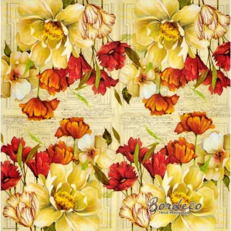 Serwetka decoupage firmy AMBIENTE tulipany i róże 33x33cm